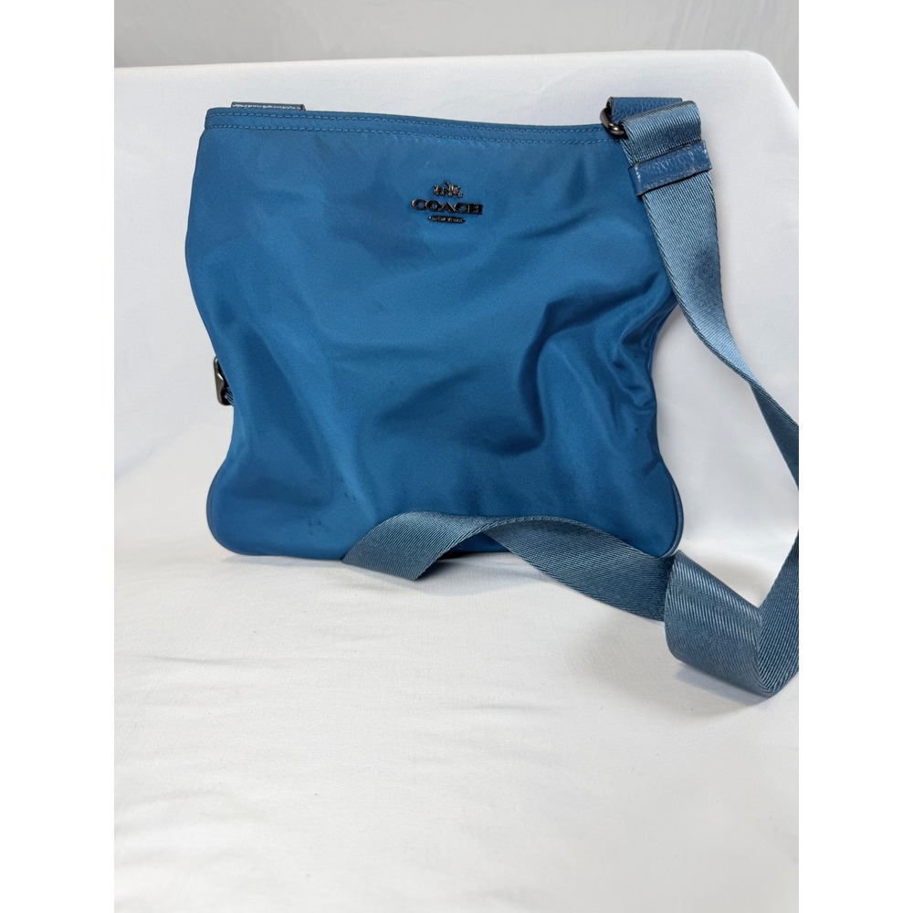 Coach Crossbody Bag Women Small Blue Nylon Messenger F22346 Adjustable Strap